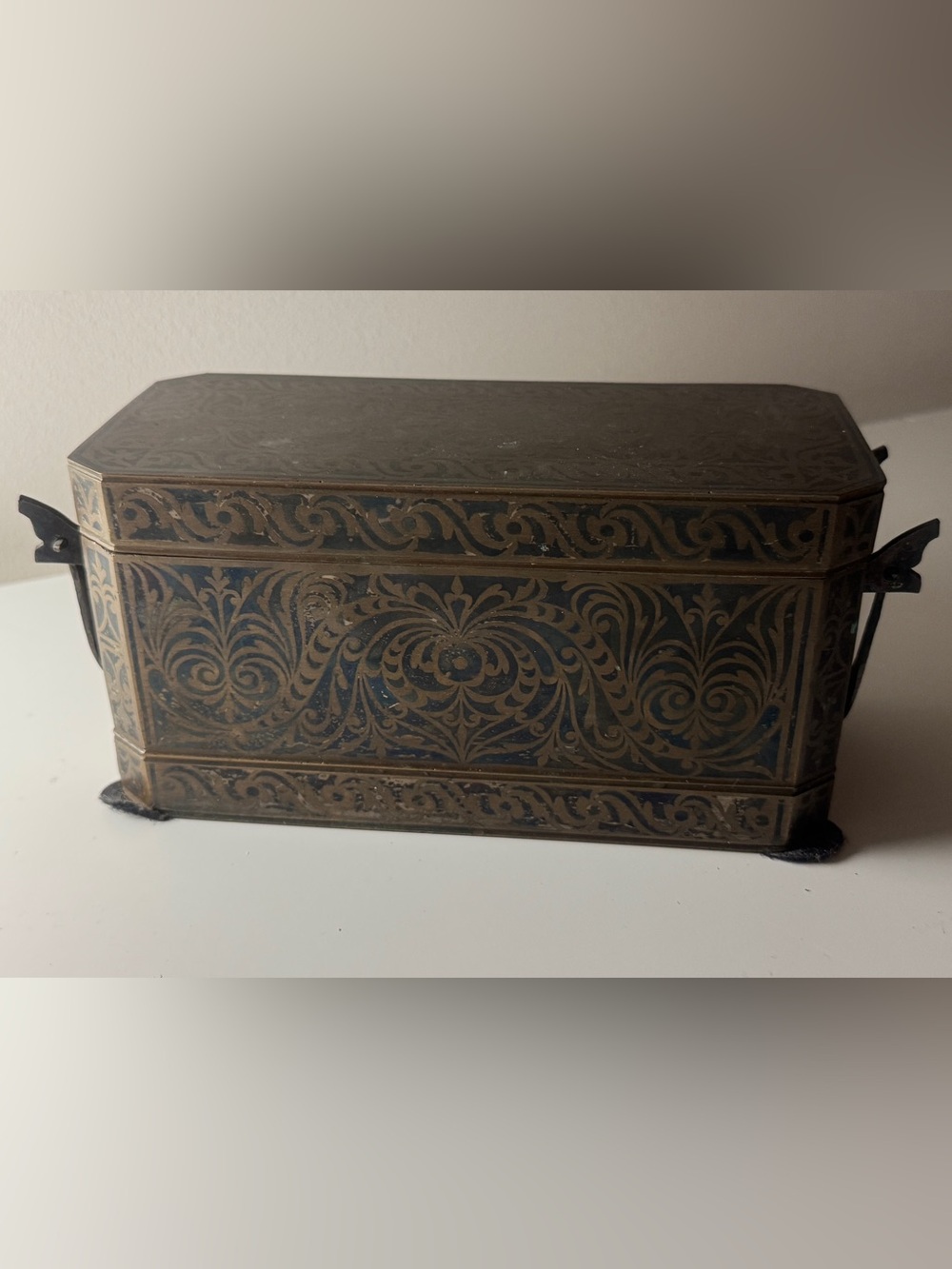 Antique 1890’s Betel Nut Box Bronze w/Silver Inlay